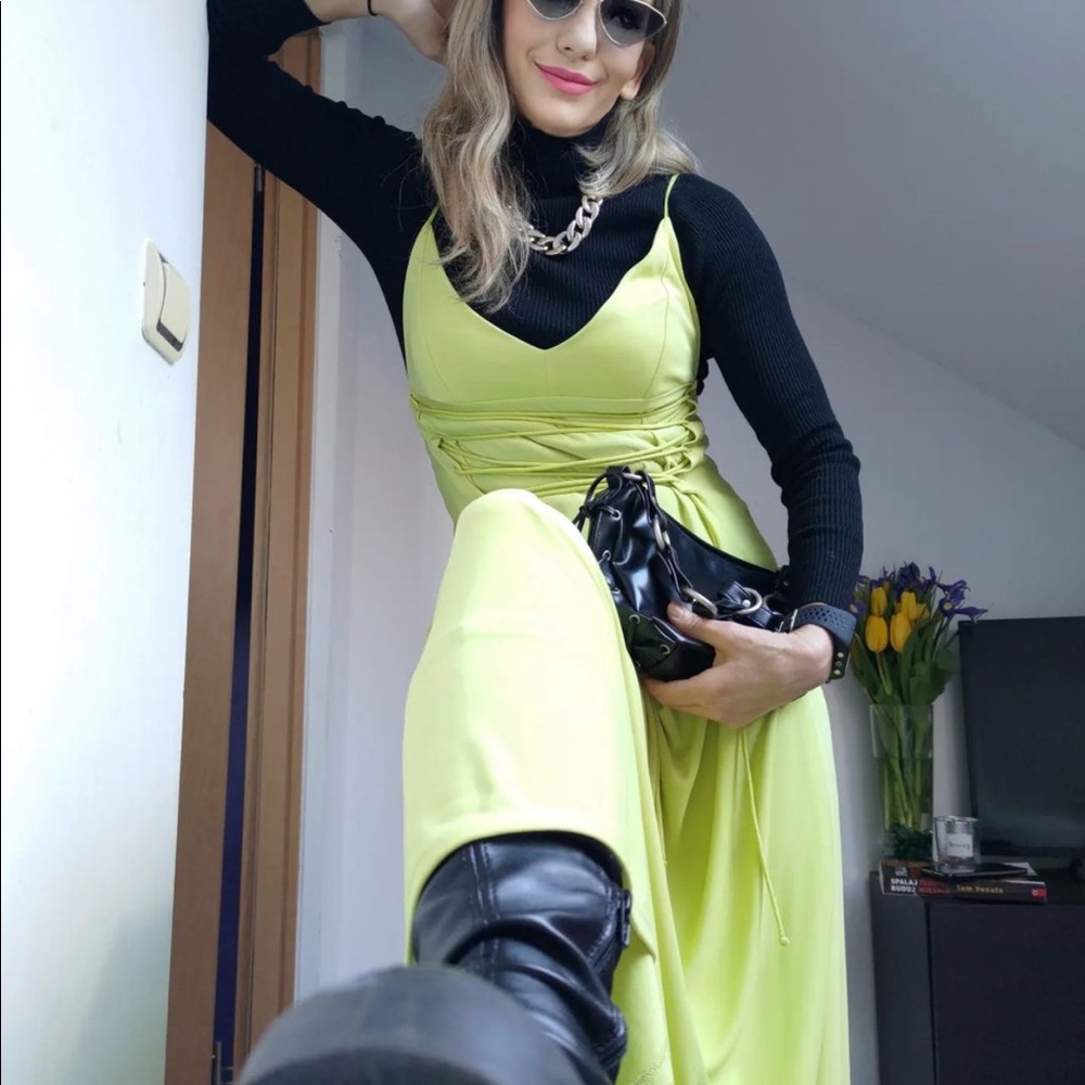 NWT ZARA GREEN MIDI DRESS - Picture 6 of 6